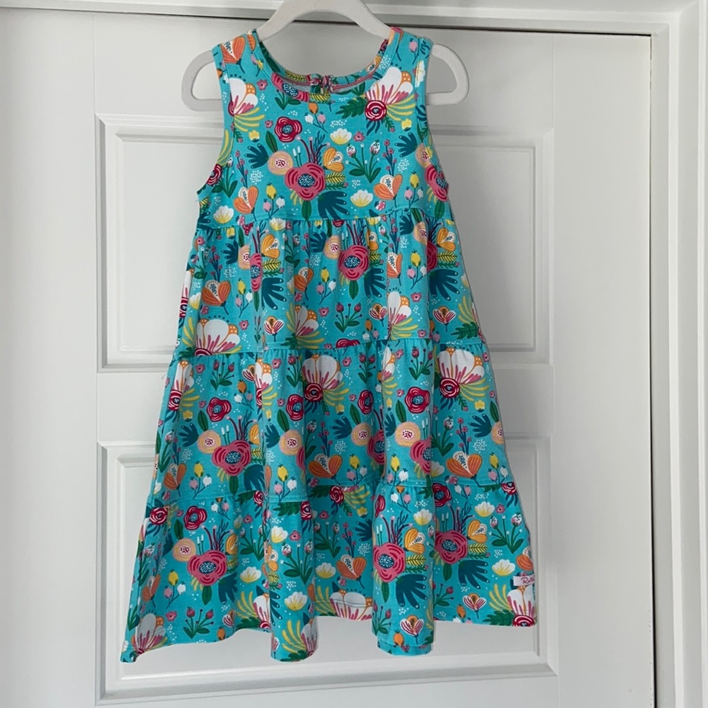Ruffle Butts Girls 5 Child Blue Flower Dress New